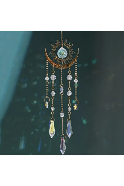 Home Dekoratif Gökkuşağı Prizma Yansımalı Kristal Rüzgar Çanı Güneş Kapanı