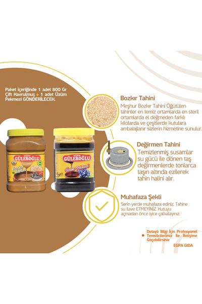 Güleroğlu Tahin Pekmez Set Çifte Kavrulmuş Tahin 800 G Ve Üzüm Pekmezi 950 G