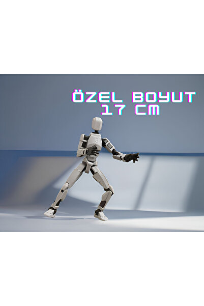 Store 17 CM Özel Boyutlu Hareketli Dummy Figür Aksiyon Robotu - Gri Renk