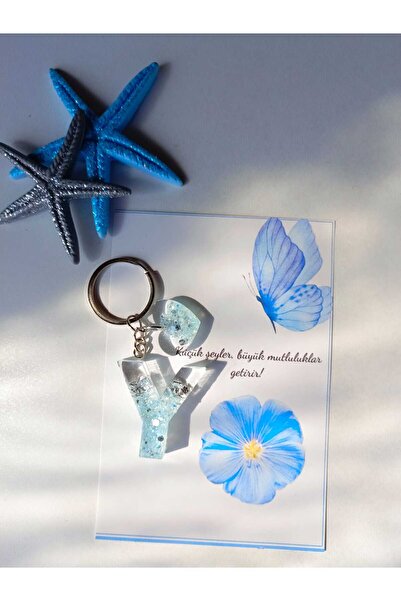 demirbasavm سلسلة مفاتيح إيبكسي مصنوعة يدويًا على شكل حرف Y لعيد الأم