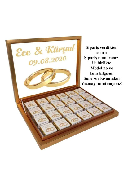 Blackeye Chocolate Kişiye Özel Isimli Söz Nişan Nikah Çikolatası (72 Adet Mad...