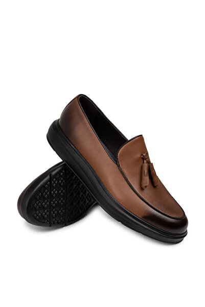 Deery Genuine Leather Tan Comfort Tasseled Men's Loafer
