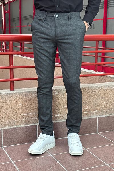 inpool Men's, Pocket detail, Old Money culture, Plaid print, Polyviscose fabric, pants