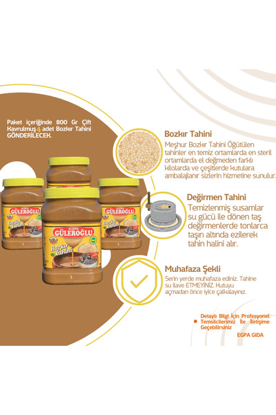 Bozkır Güleroğlu Çifte Kavrulmuş Bozkır Tahini 4'lü (4x800gr)
