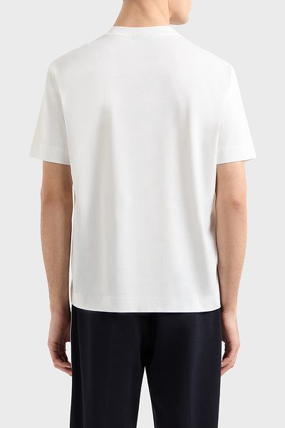 Emporio Armani Ανάγλυφο λογότυπο 100% βαμβάκι κανονική εφαρμογή Μπλουζάκια με λαιμόκοψη ανδρική μπλούζα EM 001040