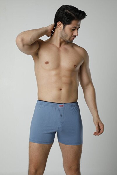 Hmd 305 Ανδρικά σλιπ μπόξερ Lycra με λεπτομέρεια 6 τεμαχίων - Μπλε