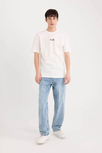 DeFacto Batman 85 Boxy Fit Rundhalsausschnitt Rücken bedrucktes Kurzarm-T-Shirt D6795AX25SP