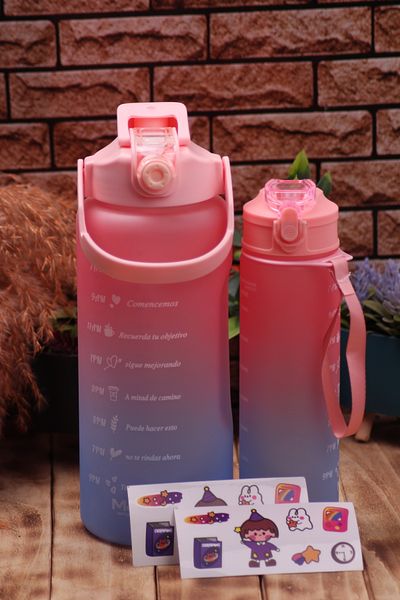 Ozka Leather Collection 2-Pack Motivational Water Bottle - 2Lt + 900 ml