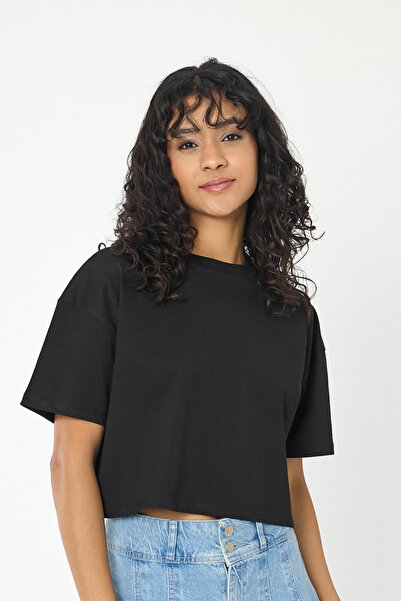 By Caspita Fashion Lenithra Γυναικείο Oversize Μαύρο Crop