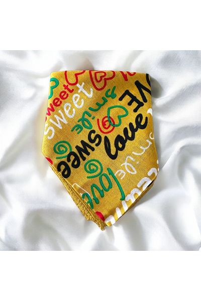alsaccessories Bandană din bumbac 100% cu scris Dream și Sweet de culoare galbenă