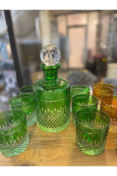 hediye Green 7-Piece Cut-Out Caum Viski Cup Set - Esterhomedecor