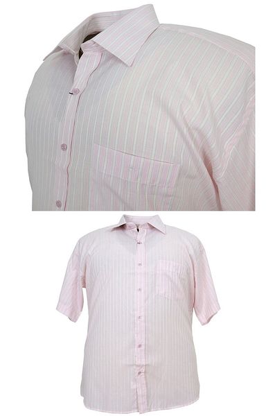 marufshop Ανδρικό κοντομάνικο πουκάμισο σε μεγάλο μέγεθος κατάλληλο για 110 κιλά έως 140 κιλά ροζ