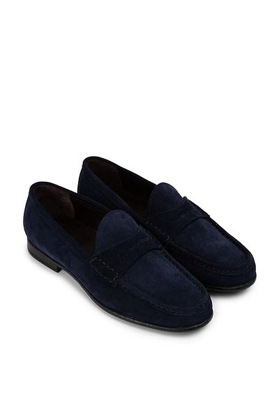 Deery Γνήσια ανδρικά παπούτσια Suede Navy Blue Loafer