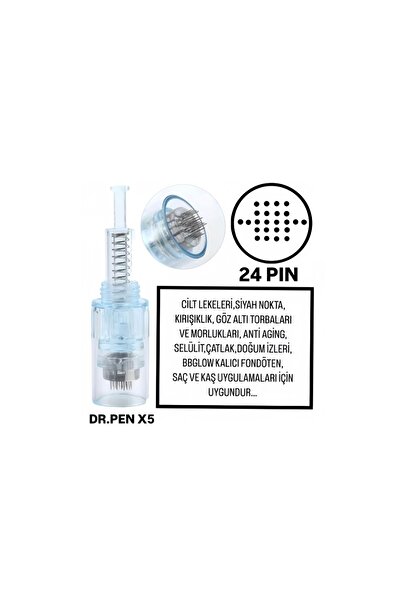 İthalSepeti 5 Adet ( Dr.Pen X5 - 24 PIN ) Değiştirilebilir Kartuş Dermapen Uc...