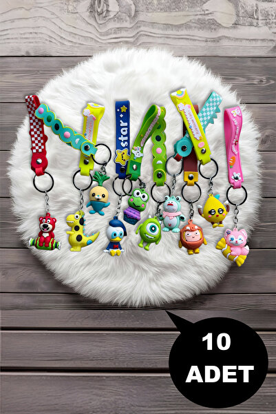 Bundera 10 Adet Oyuncak Silikon Karakter Figür Anahtarlık Çanta Aksesuarı Karne Hediyesi Doğum Günü Hediyesi