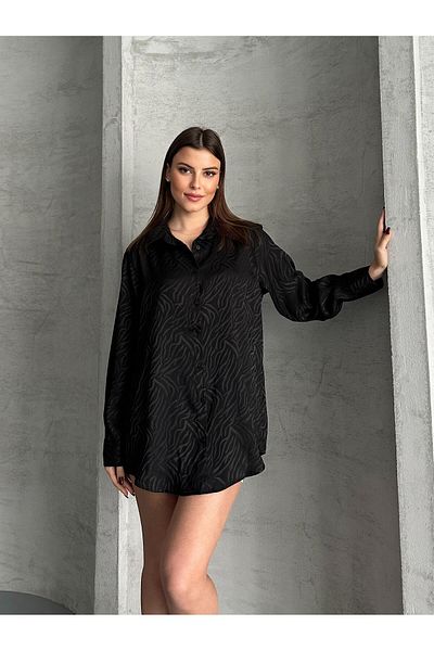FERZOLAİO Zebra Print Black Satin Shirt