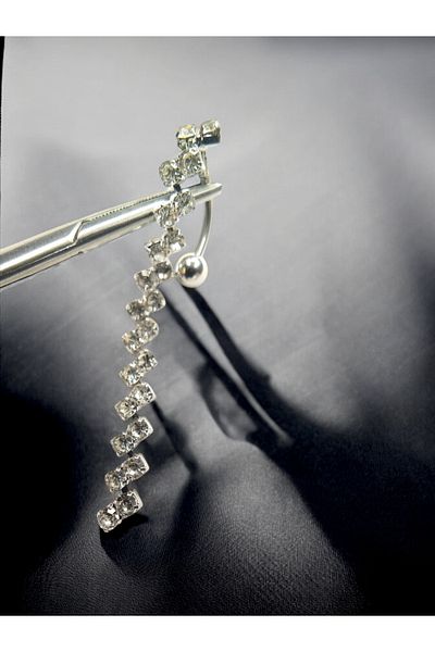 BEZO 316L Silver Color Belly Piercing - 100% Surgical Steel with Dangle