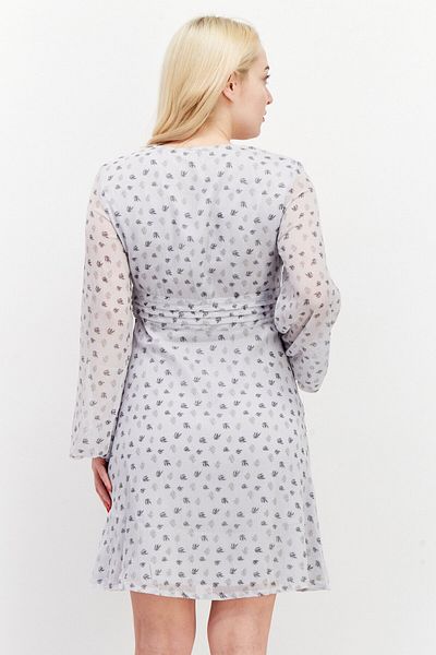NA-KD Women Allover Print Mini Dress, Light Grey Combo