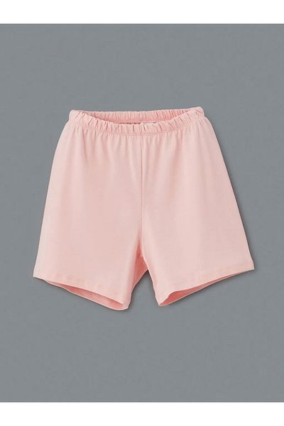 LC Waikiki Lcw Eco Pink Crew Neck Girls' Pajamas Set with Shorts