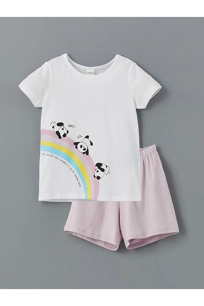LC Waikiki Lcw Eco Lilac Bicycle Collar Girl's Shorts Pajama Set
