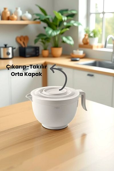 Melkan Home Mixing Bowl & Mixer Bowl Mixer Bowl with Lid 3 Liter Whisking Bowl Cream
