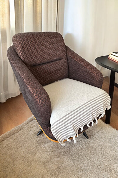 Dokuva Ekru Tekli Koltuk Berjer Örtüsü 70 x 90 cm Sadece Oturma Alanına Pamuk...
