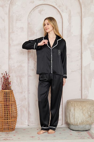 SATTENS Set de pijamale din satin mătăsos pentru femei, cu model simplu, cu bretele, set de pijamale