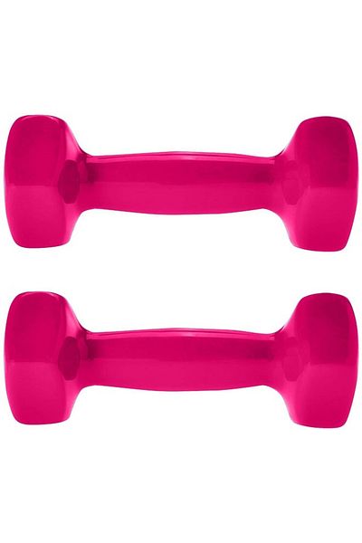 Fitness World دمبل رفع الأثقال مصنوع من الفينيل، 6 كجم، مكون من قطعتين، وردي