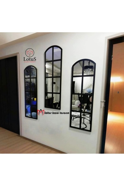 LotusLazer Tasarım Dekoratif Çerçeveli 3 Parçalı Aynalı Pleksi Duvar Tablosu ...