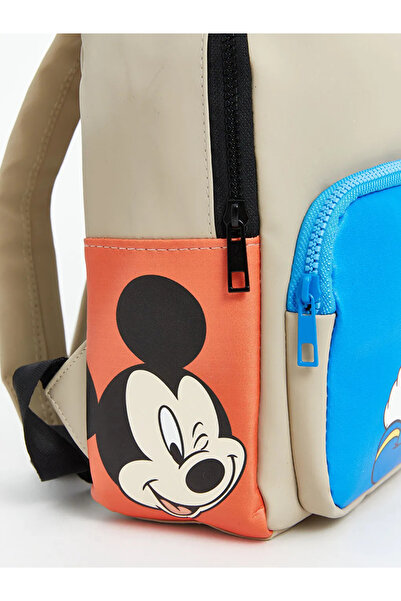 LC Waikiki LCW ACCESSORIES Bej Mickey Mouse Baskılı Erkek Çocuk Okul Çantası T T