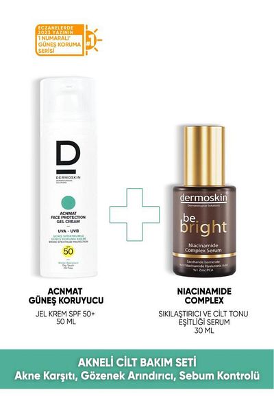 Dermoskin Acne Skin Care Set |   Acnmat Face Protection Sunscreen Spf 50+ |   Niacinamide Serum |   50+30ml
