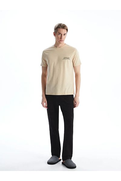 LC Waikiki Σετ ανδρικές πιτζάμες LCW ECO Beige Standard Fit