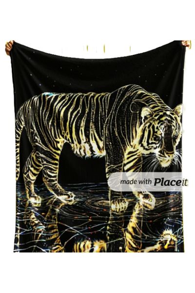 Elmas Dizayn 150X220 cm Special Design Tv Sofa Bed - Tiger with Blanket, Stain-Proof and Antibacterial, Neon