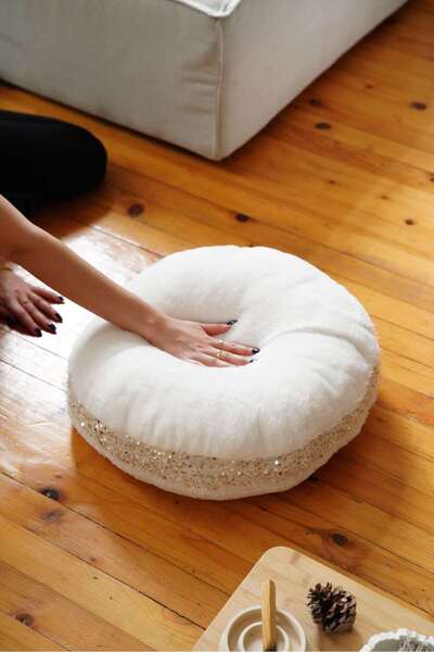 sevaradekor Yer Minderi Peluş Yer Minderi Puf Minder Petek Önü Minderi 50x50