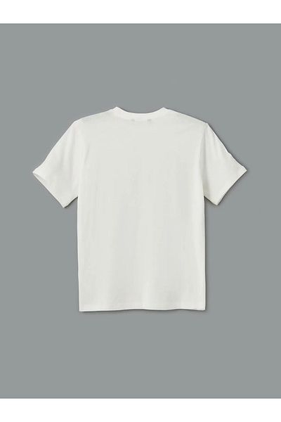 LC Waikiki Ανδρικό μπλουζάκι LCW ECO Ecru Crew Neck με στάμπα από βαμβακερό χτενισμένο βαμβάκι