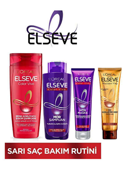 ELSEVE Renk Koruyucu Şampuan 360 ml & Mor Şampuan 200 ml &Mor Maske &Saç Güzelleştirici Krem 150ml