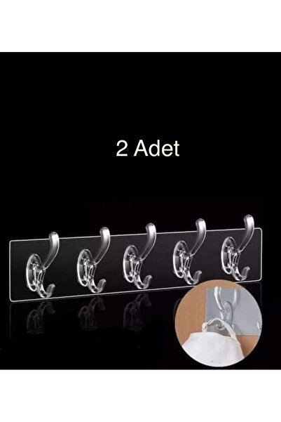 nss sky rock 2 Adet Güçlü Kendinden Yapışkanlı 5’li Şeffaf Askılık – Kapı Ark...