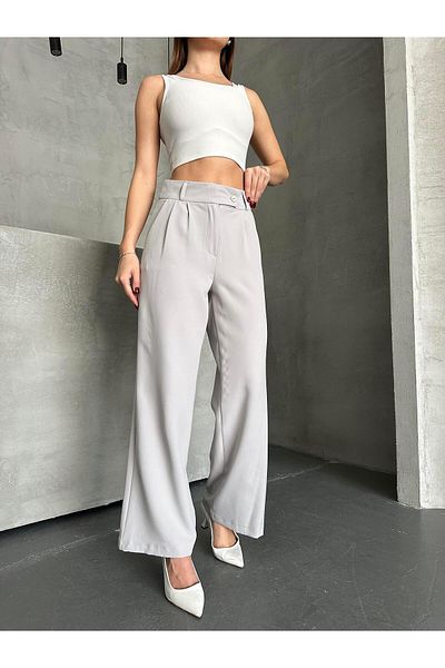 FERZOLAİO Look Gray Palazzo Trousers