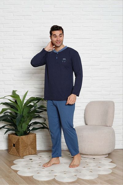 ASMATEKSTİL Men's Long Sleeve Pajama Set