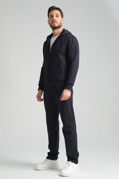 Shooter Men's Winter Tracksuit Set - Navy Blue, Lamb Hood, Regular Fit, Minimal Logo, Hood