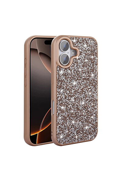 Rivor Apple iPhone 16 Uyumlu Kılıf Kamera Yükseltili Parlak Taşlı Tasarım Pır...