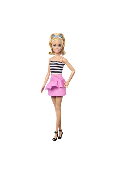 mattel BLONDE FASHIONIST BARBIE DOLL WITH HAIR IN A PONY AND PINK SKIRT
