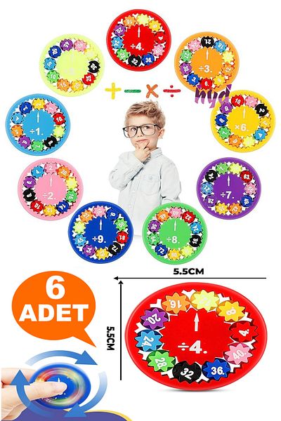 Bundeba 6Pcs Math Wheel Fidget Spinner Stress Wheel Four Process Learning Educational Toy