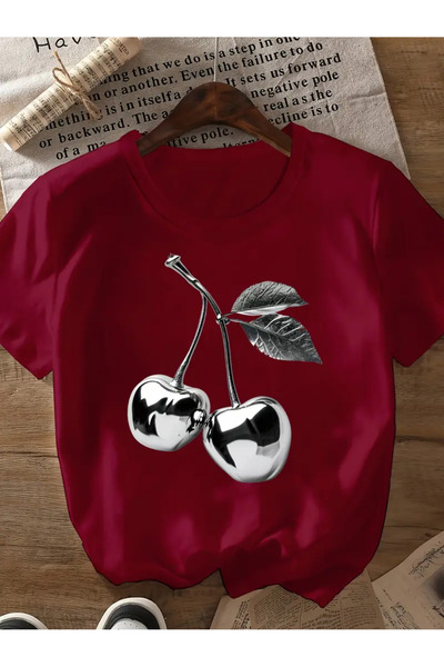 l'eivor Γυναικείο T-shirt Silver Cherry Printed