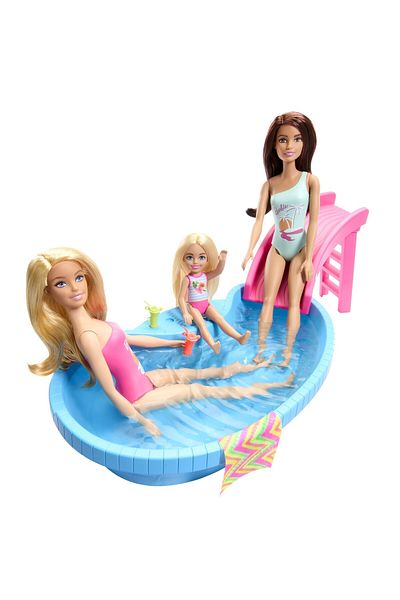 mattel Barbie Blonde Barbie Doll Set and Swimming Pool