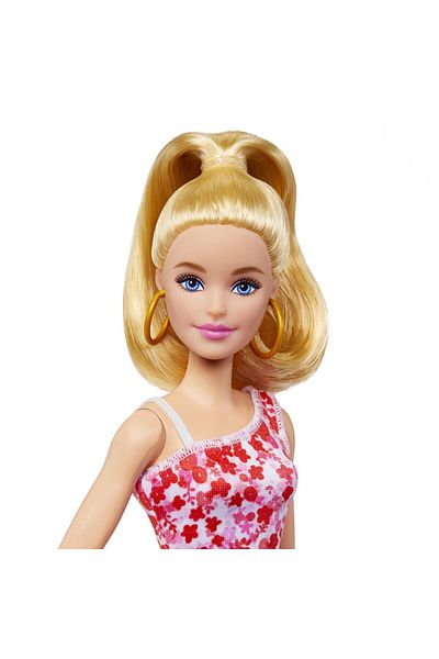 mattel BARBIE BLONDE FASHIONIST BARBIE DOLL WITH HAIR IN A PONY AND FLOWER DRESS