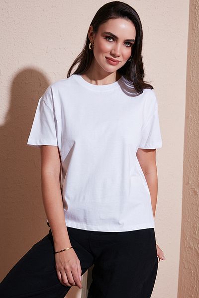 Lela Μπλουζάκι από βαμβακερό Oversize Fit Crew Neck T SHIRT 5866097