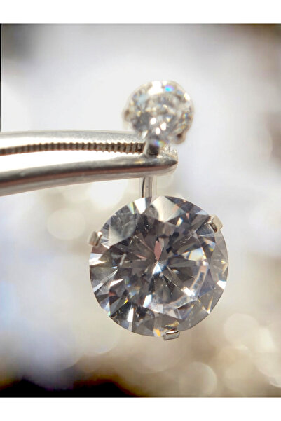 BEZO Göbek Piercing %100 316l Cerrahi Çelik Sılver Renk Parlak Taşlı Alt 12mm...