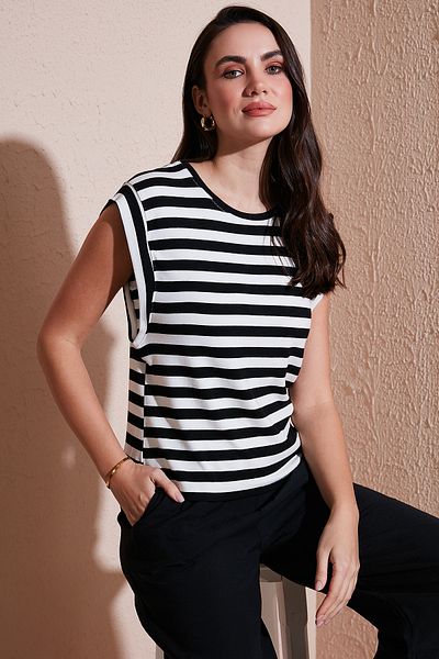 Lela Striped Oversize Fit Crew Neck t Shirt t Shirt 5866103