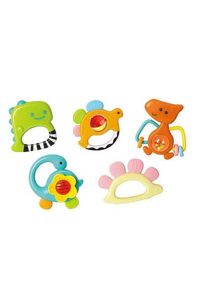 Jucarii Bebe SET OF 5 MULTICOLOR DINOSAUR RATTLES